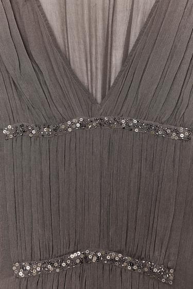 EMBROIDERED BEADED DRESS ZW COLLECTION - Mink by Zara - Image 7