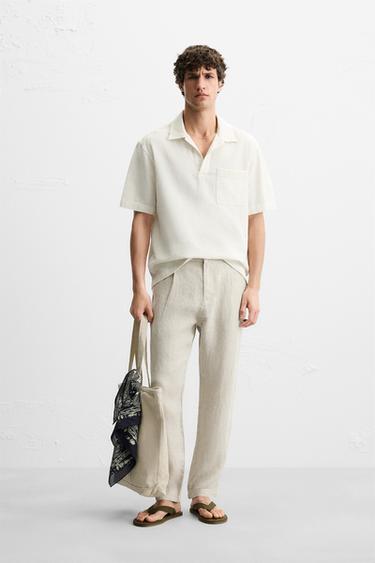 Zara LINEN PANTS IN 100% LINEN - Light beige - Image 0