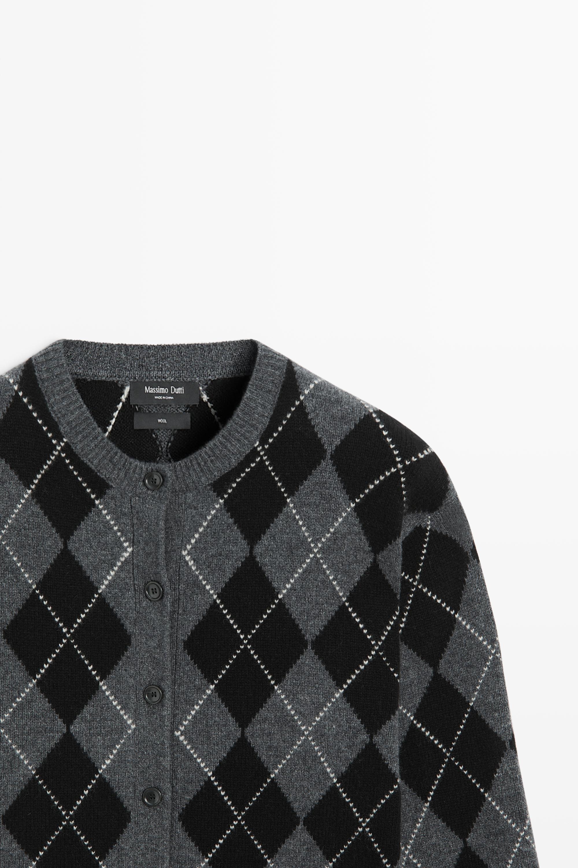 Cardigan en maille losanges 100 % laine