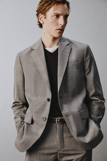 CHECK SUIT BLAZER - Brown by Zara - Image 5