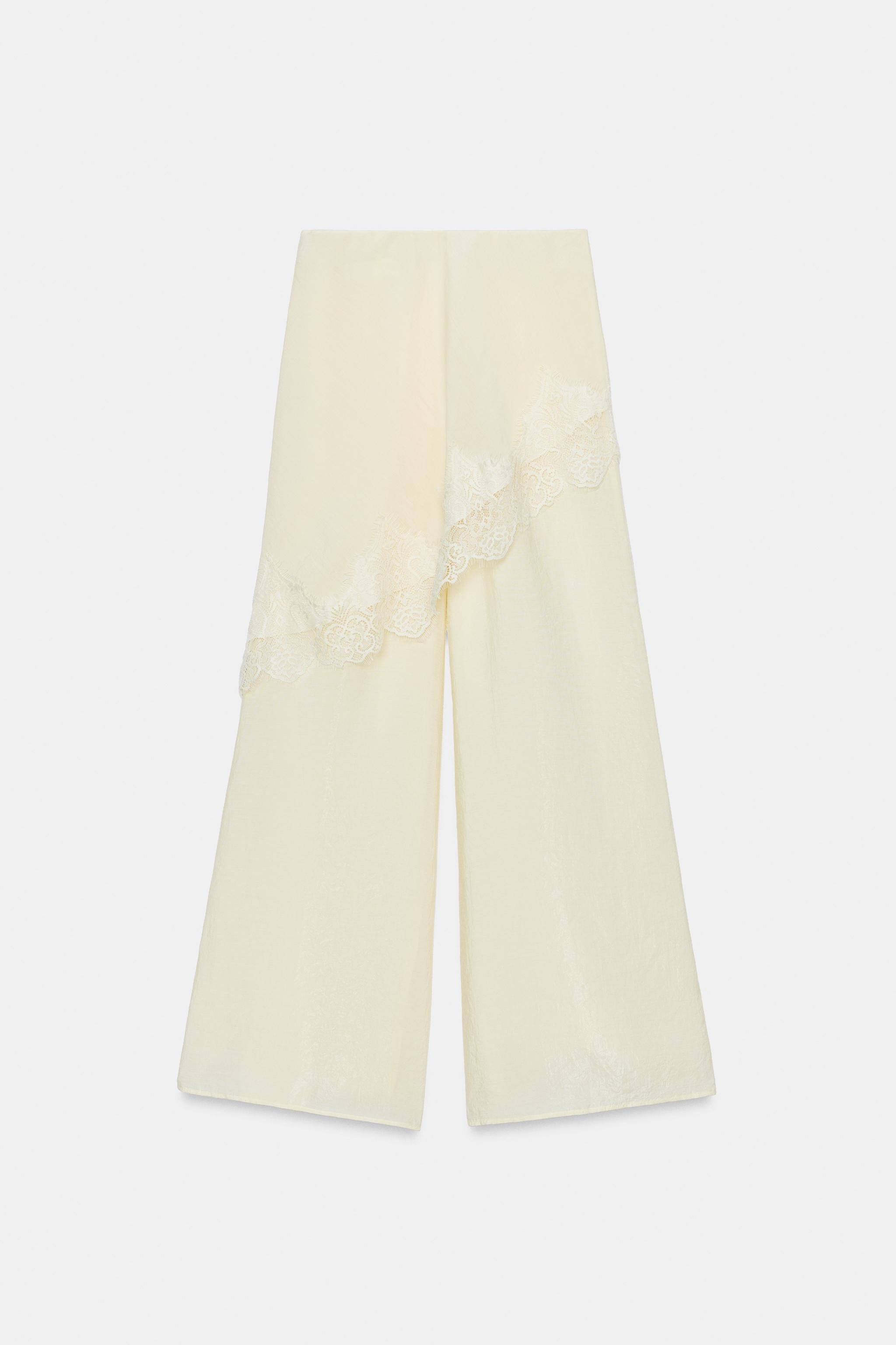 WIDE LEG PAREO PANTS WITH LACE