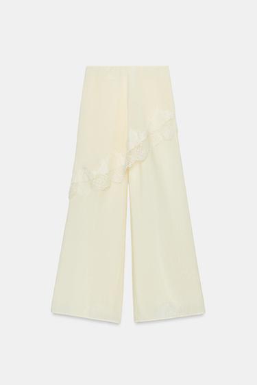 PANTALON PAREO LARGE DENTELLE - Écru de Zara - Image 6
