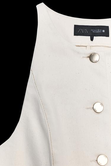 Zara Z1975 SHORT DENIM VEST - Ecru