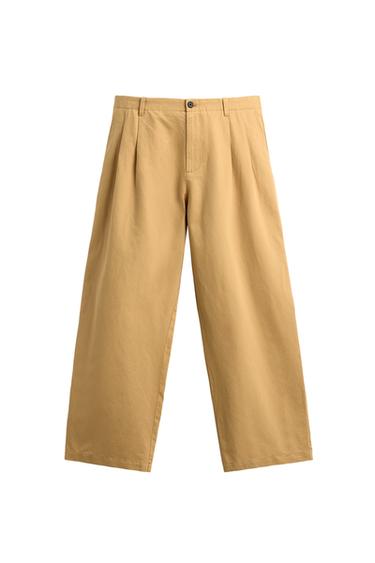 PANTALONI CHINO STRAIGHT FIT DIN BUMBAC ȘI IN - Bej de la Zara