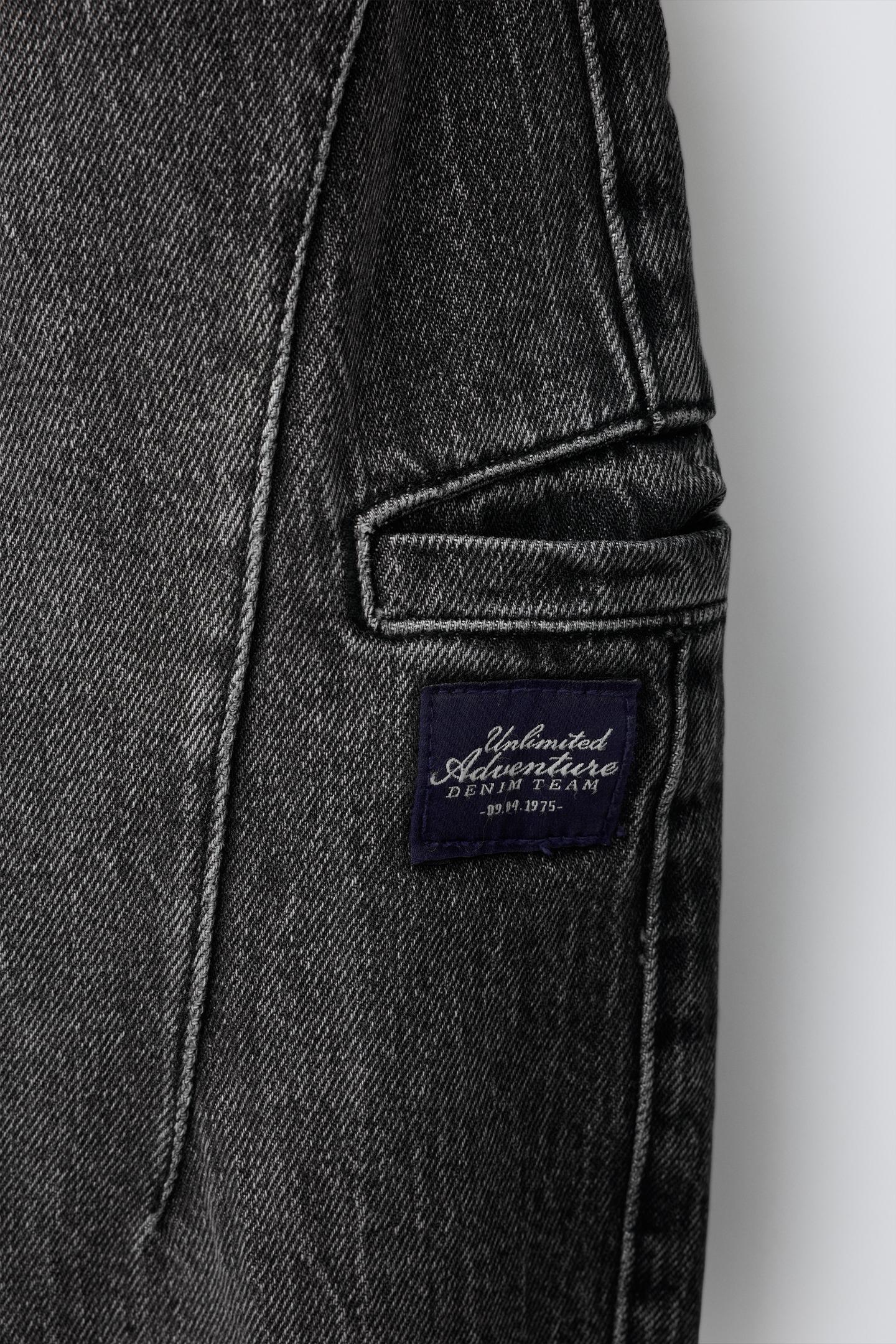 Детские брюки Zara Barrel Cargo Pants with Label, цвет: Чёрный — фото 4
