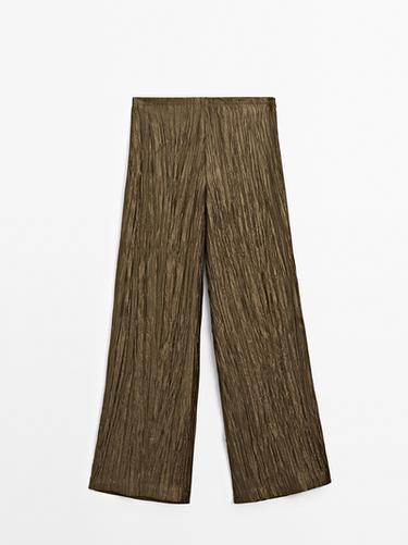 Zara Trousers with metallic fabric detail - Maroon Grey