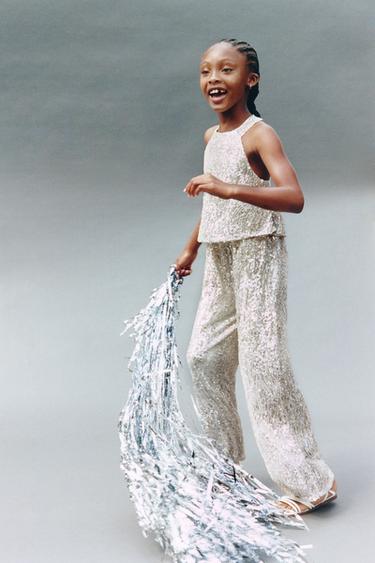 SEQUIN JUMPSUIT - Silver by Zara