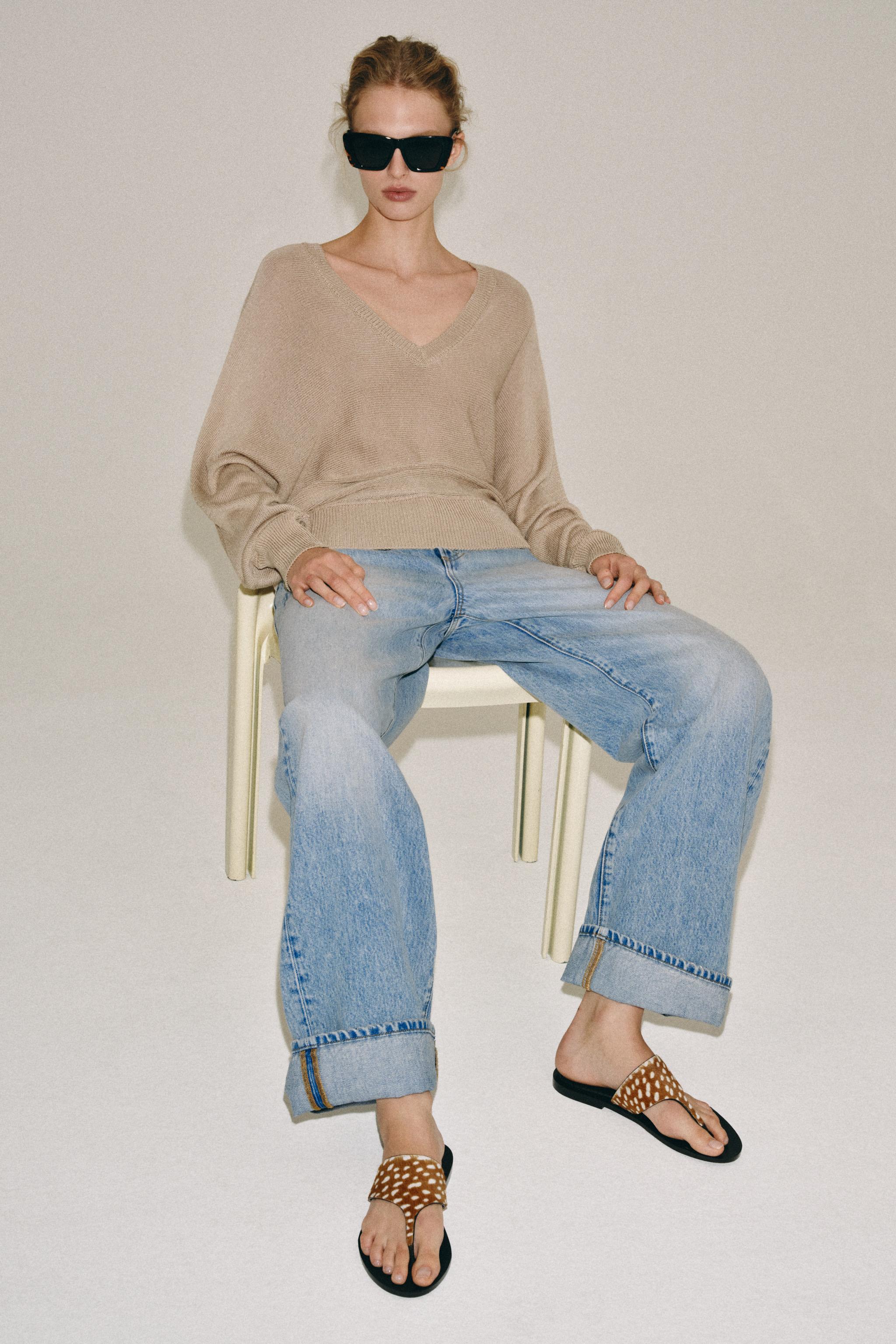 Женские сандалии Zara TEXTURED LEATHER FLAT SANDALS