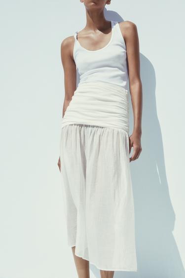 FALDILLA MIDI COMBINADA - Cru de Zara