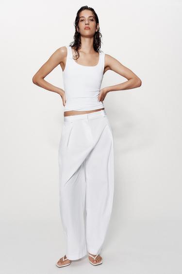 T-SHIRT EN POLYAMIDE À BRETELLES LARGES - Blanc de Zara