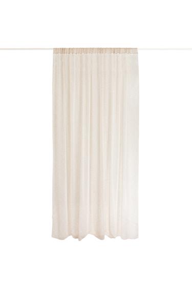 SHEER DOUBLE-WIDTH CURTAIN WITH LOW OPACITY - Light beige by Zara