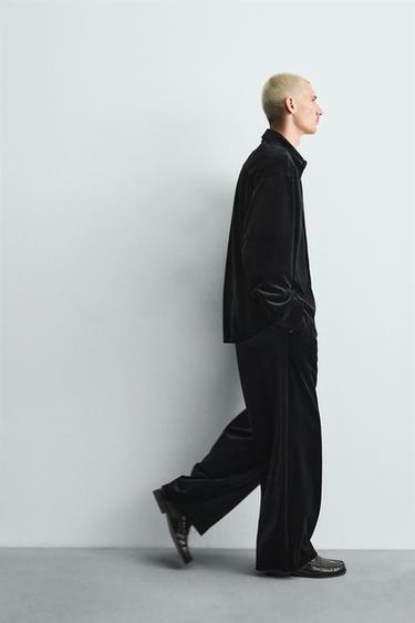 PANTALON COUPE DÉCONTRACTÉE EN VELOURS - Noir de Zara - Image 5