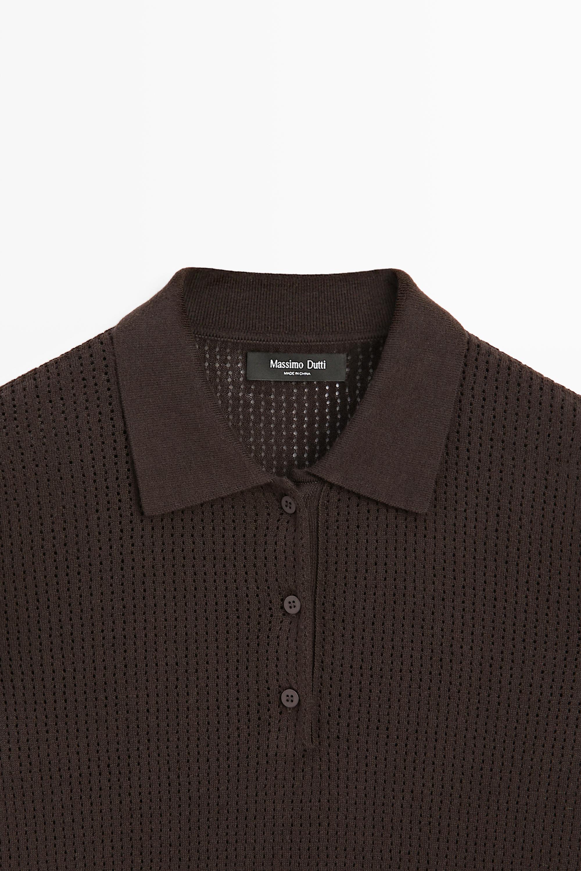 Polo ajouré en coton mélangé