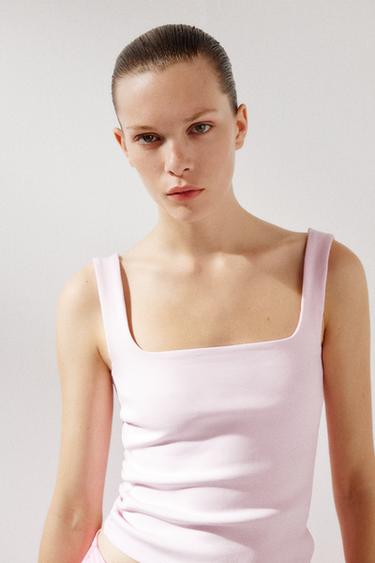 WIDE STRAP VEST TOP - Pink by Zara