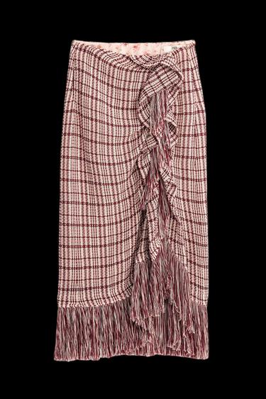 Zaras KJOL MED FRANSAR LIMITED EDITION - Mörkt rosaaktig - Bild 0