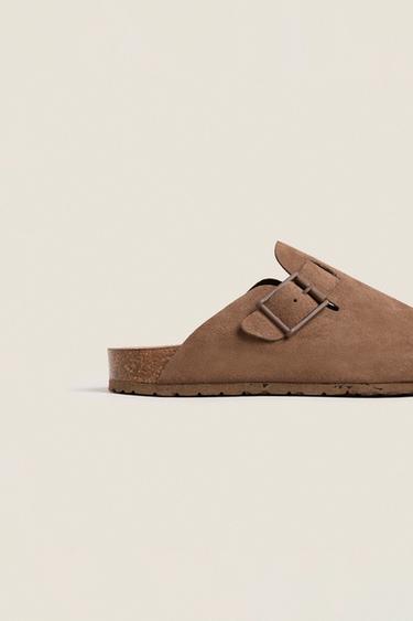 LEATHER CLOGS WITH BUCKLES - Brown by Zara - Image 4