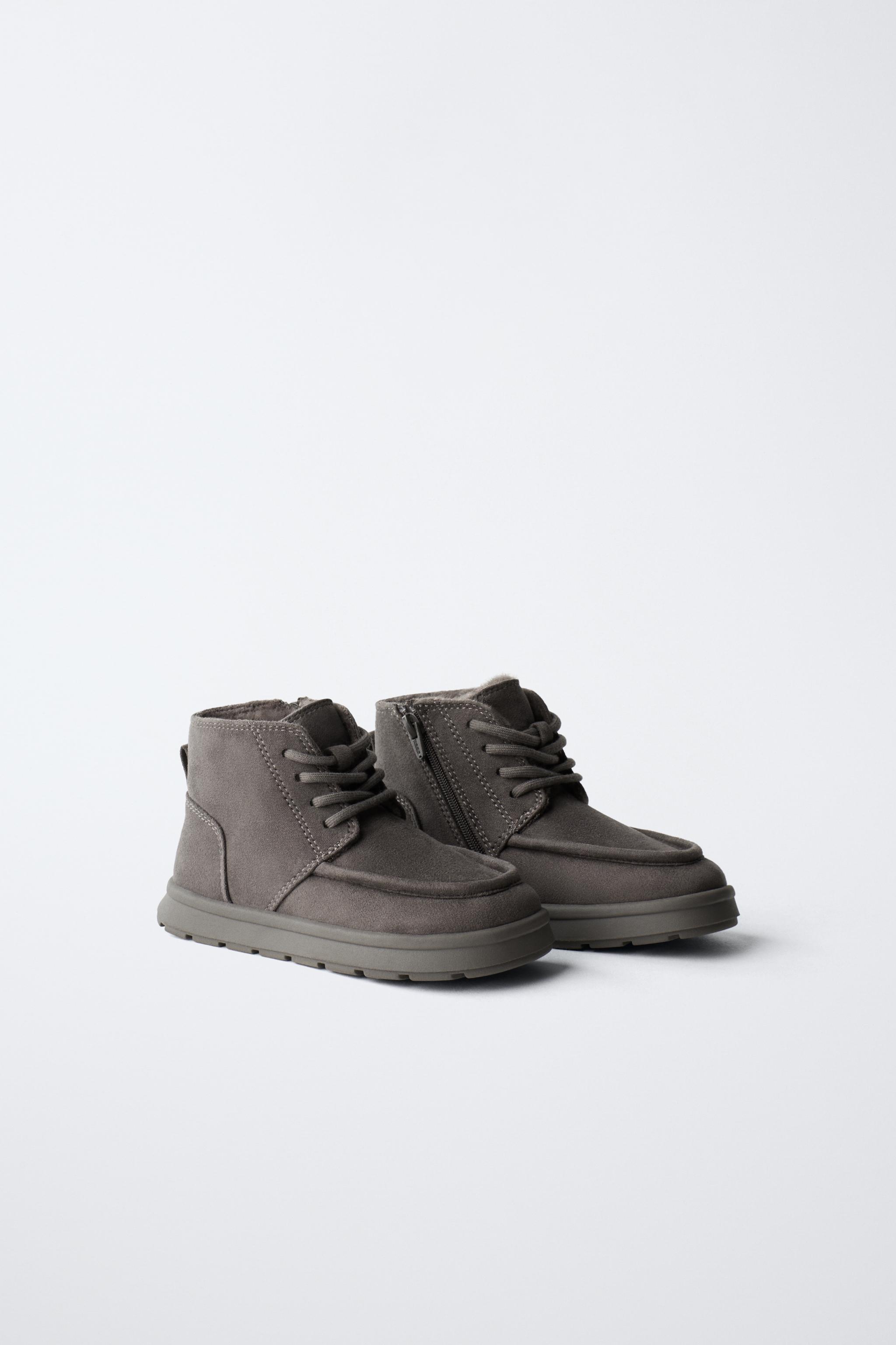 【新品未使用】ZARA ファー付きブーツ【40/26cm】8ホール　レザー 新品未使用】ZARA ファー付きブーツ【40/26cm】8ホール レザー