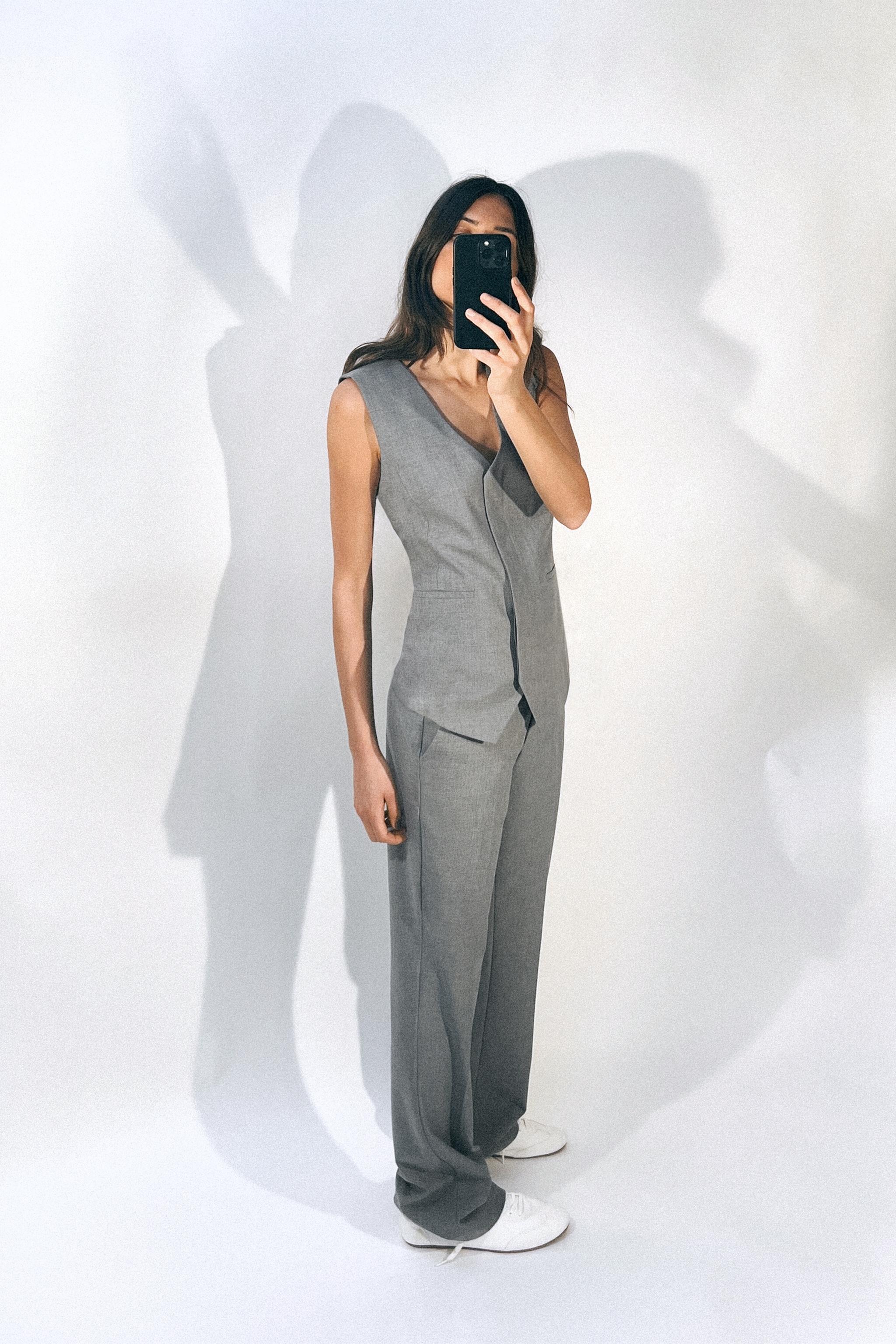 FRAYED WAIST PANTS ZW COLLECTION - Anthracite grey