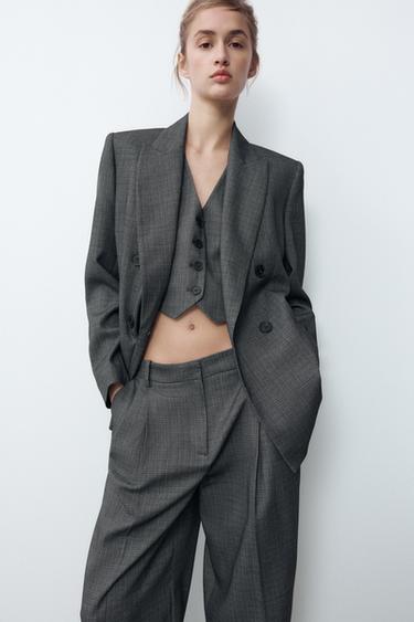 COLETE ESTILO ALFAIATE - Preto / Branco da Zara