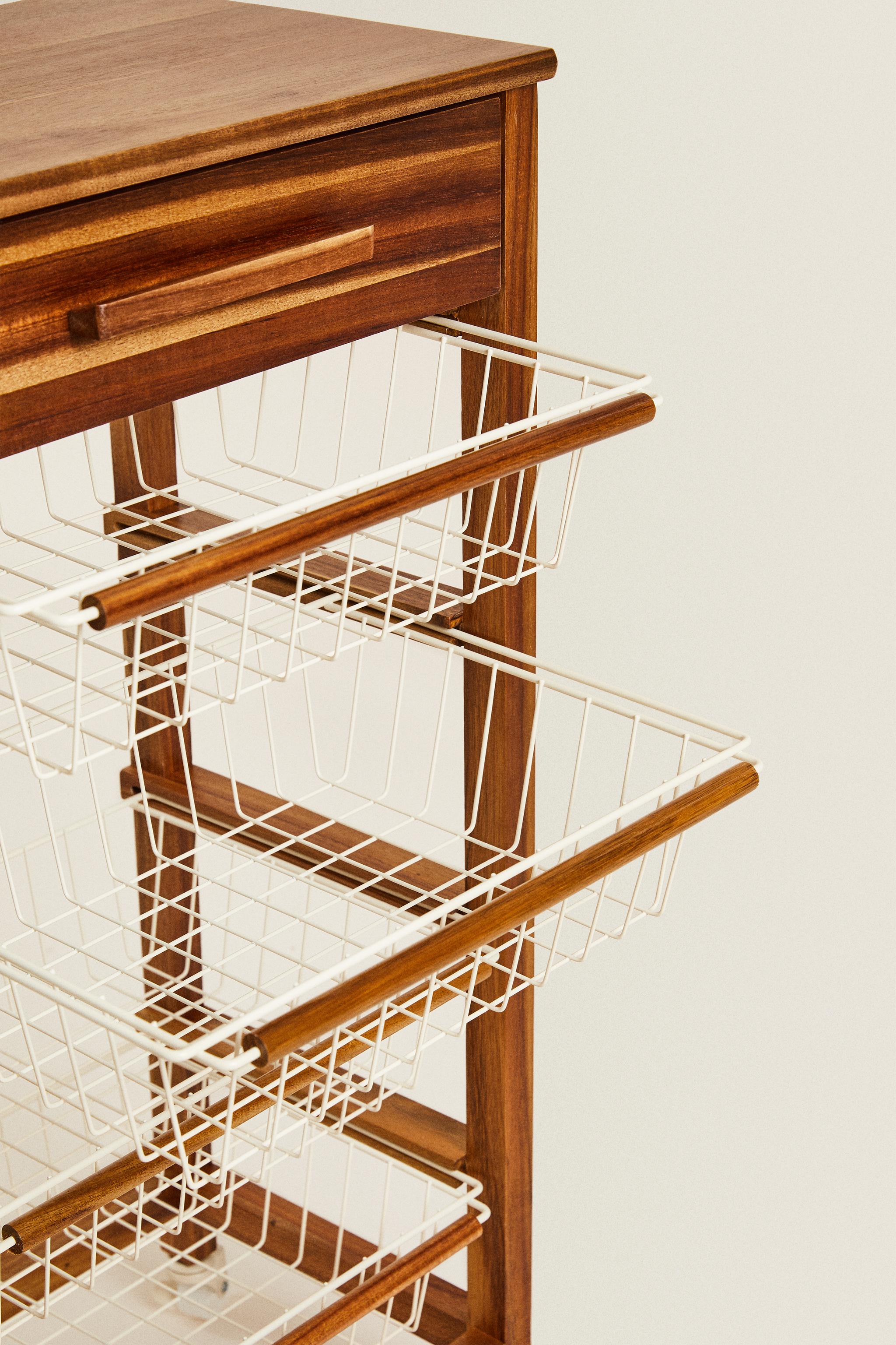 ZARA ラッカー メタルキャスターボックス ホイー ウッド＆メタル キャスター付きストレージ - ライトベージュ | ZARA