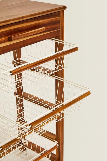 WOOD AND METAL STORAGE FURNITURE WITH WHEELS - Light beige by Zara - Image 3