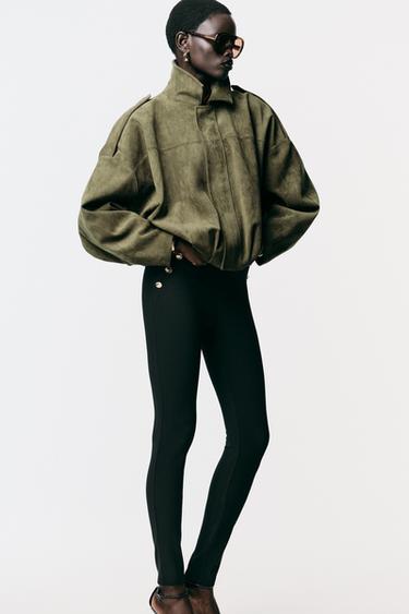 SUEDE EFFECT BOMBER JACKET - mid khaki by Zara