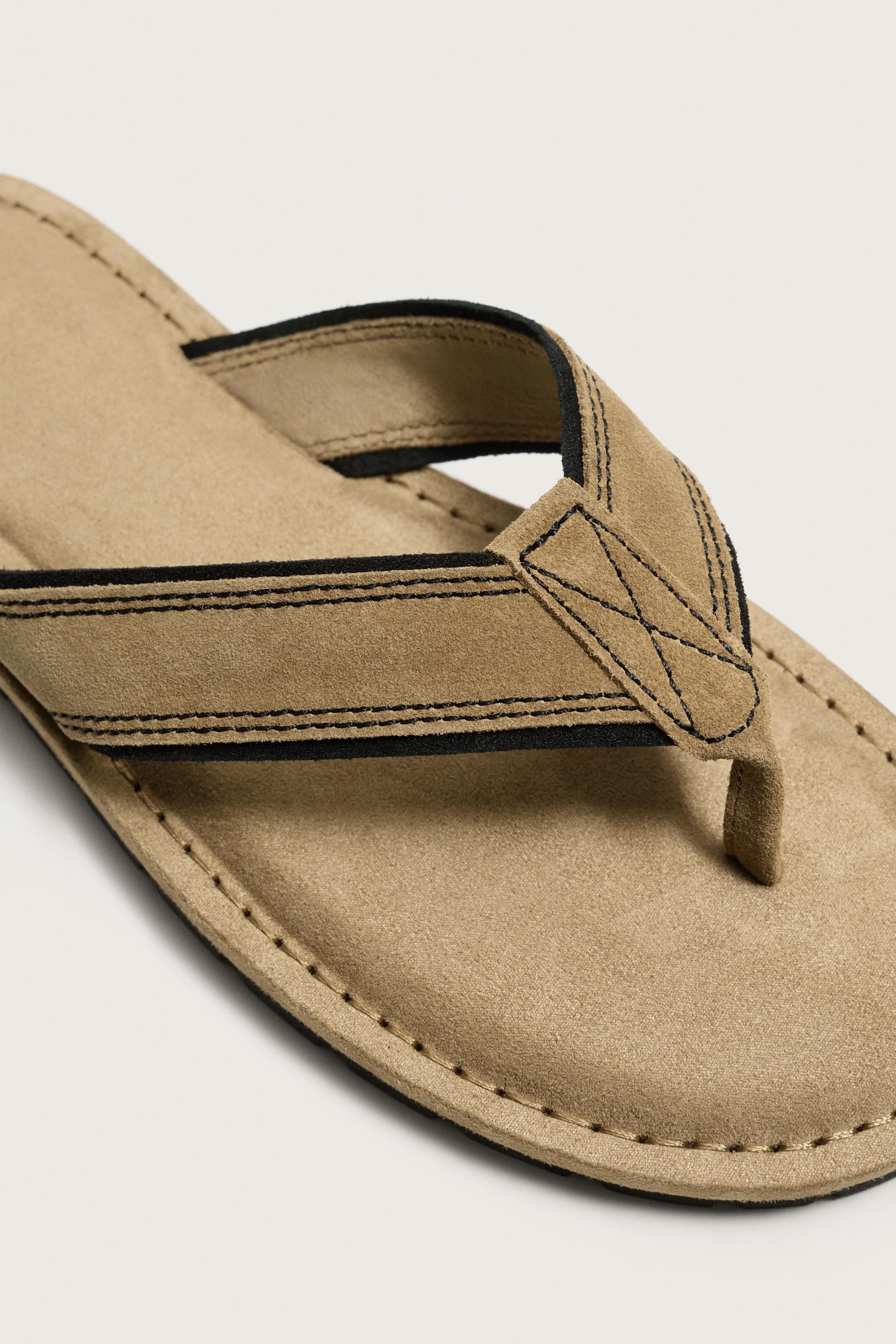 Мужские сандалии Zara LEATHER STRAP SANDALS — фото 6