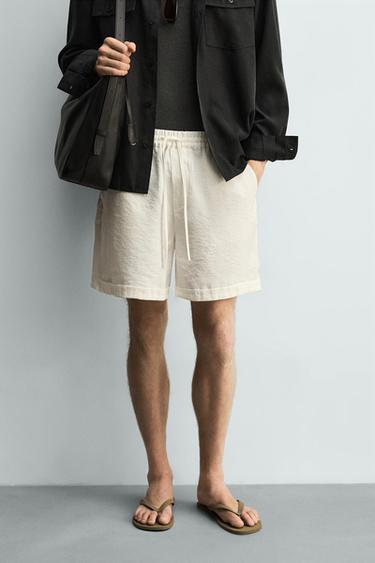 RELAXED FIT FLOWING BERMUDA SHORTS - Oyster-white by Zara