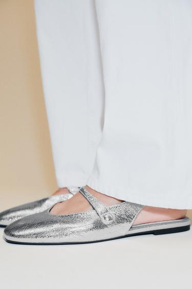METALLIC EFFECT BALLERINAS - Silver by Zara - Image 2