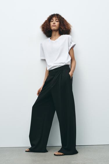 Zara PLEATED PANTS - Black