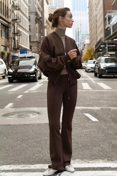 INTERLOCK BOMBER JACKET - Brown by Zara