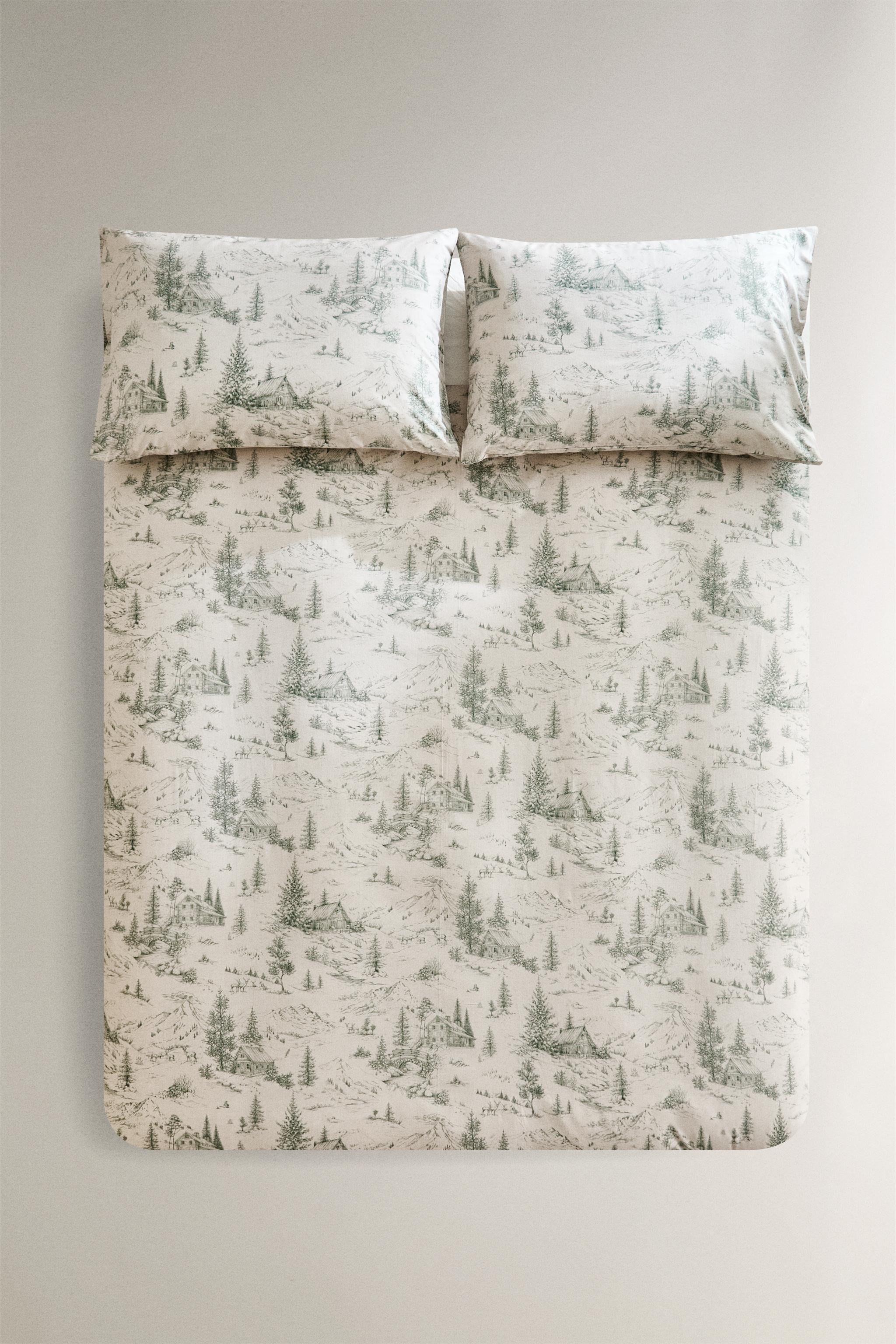 CHRISTMAS TOILE DE JOUY PERCALE DUVET COVER