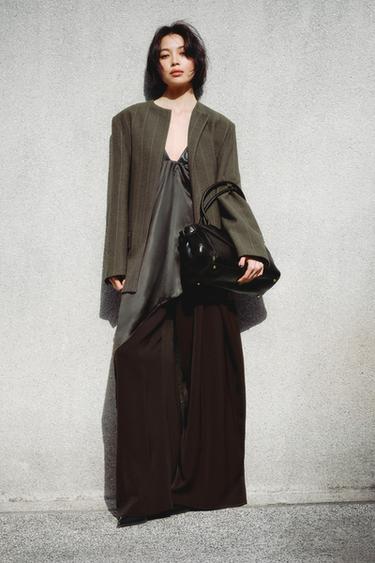 Zara ZW COLLECTION不對稱拼接上衣 - 巧克力色