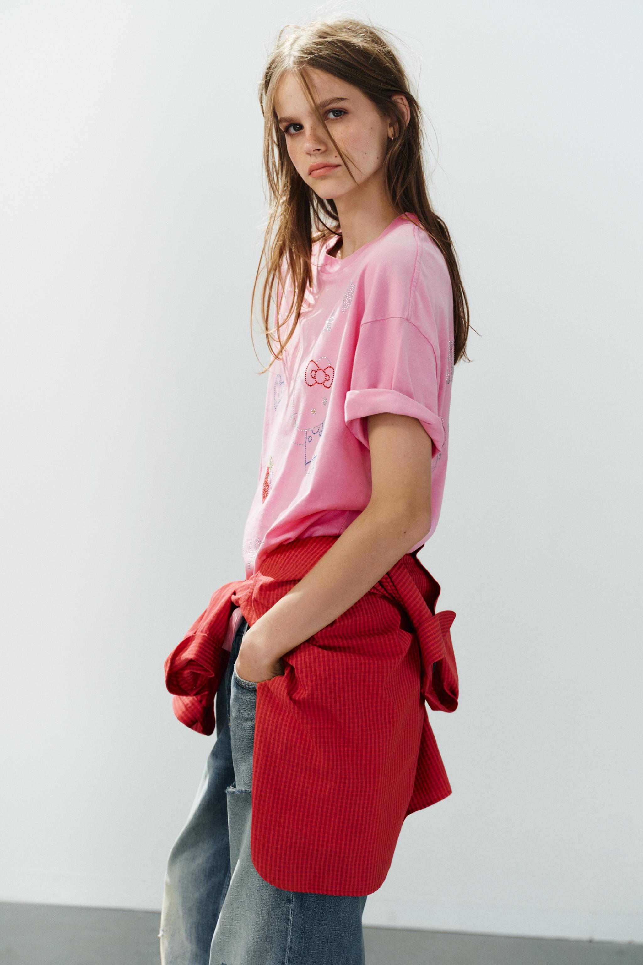 Женские футболки Zara HELLO KITTY © SANRIO GLITTER WASHED T-SHIRT — фото 4