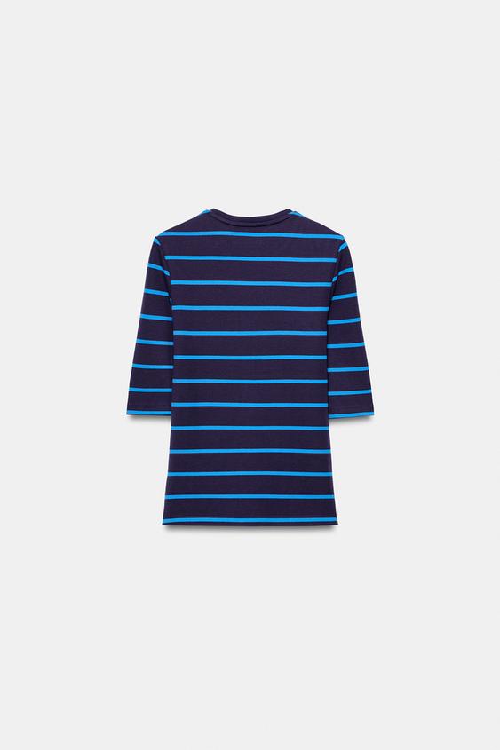 ELBOW-SLEEVE T-SHIRT - striped by Zara - Image 4