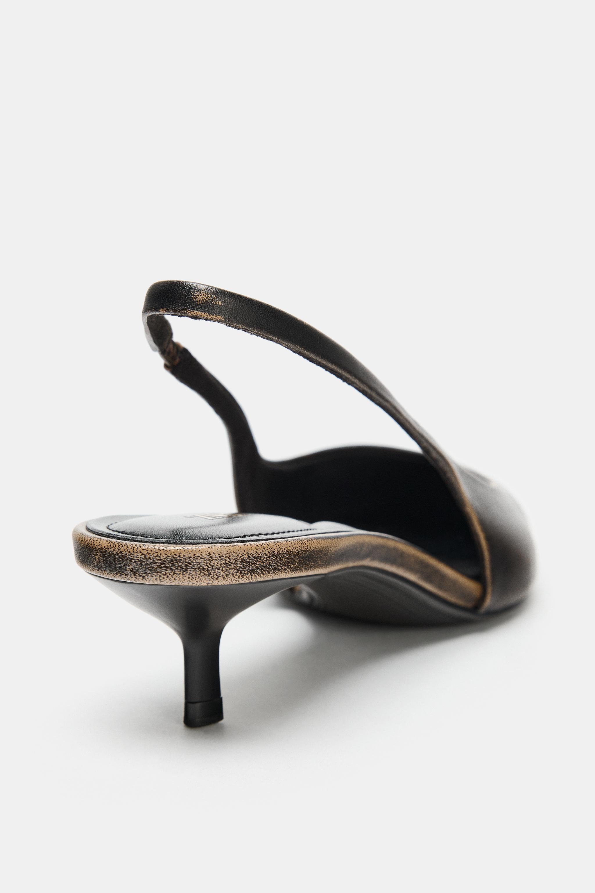 レザー スリングバックシューズ - ブラウン | ZARA Japan / 日本