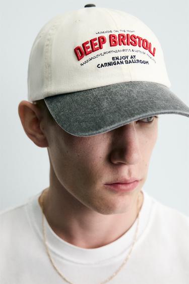 EMBROIDERED SLOGAN CAP - Ecru by Zara - Image 1