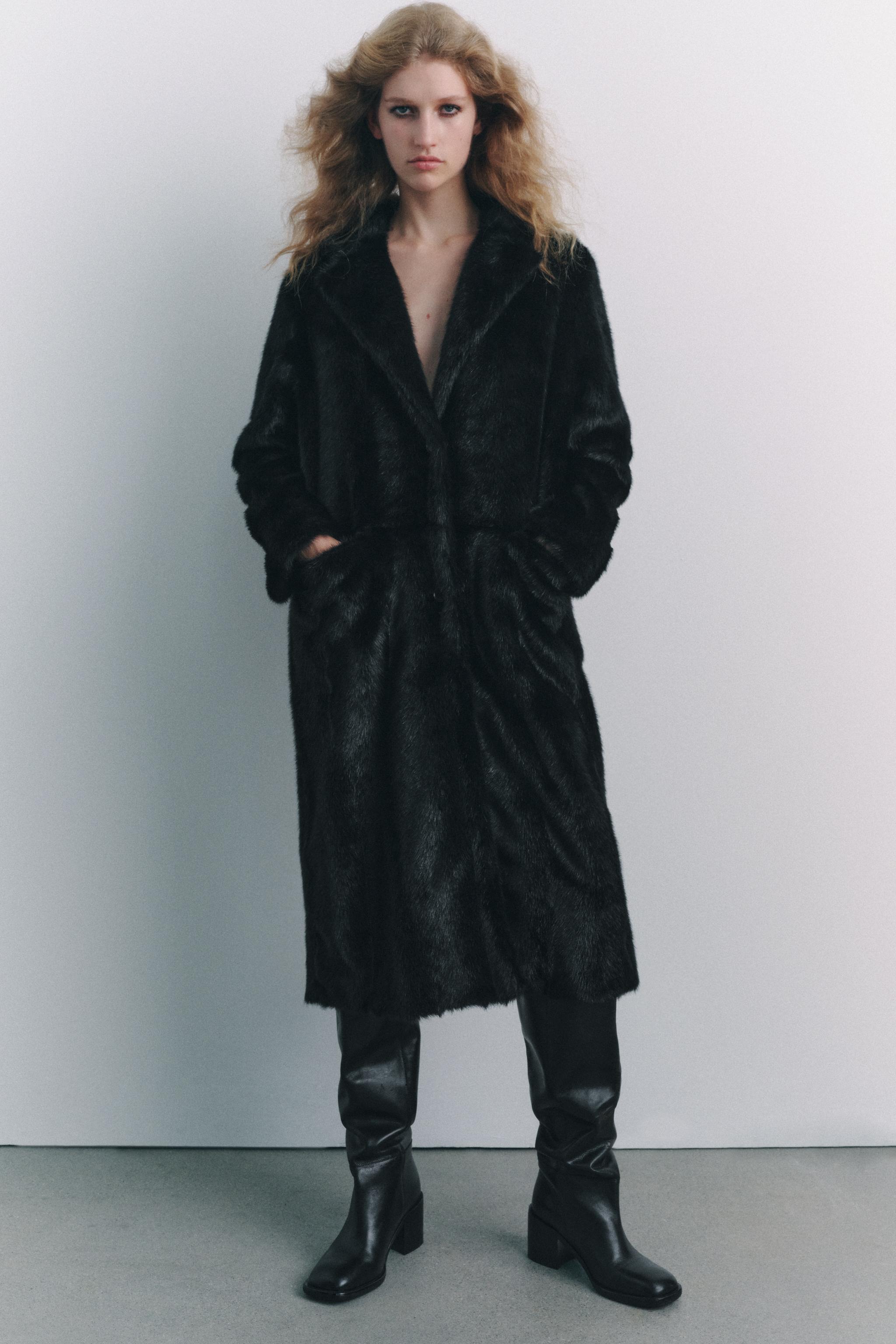 FAUX FUR COAT ZW COLLECTION Black ZARA Canada