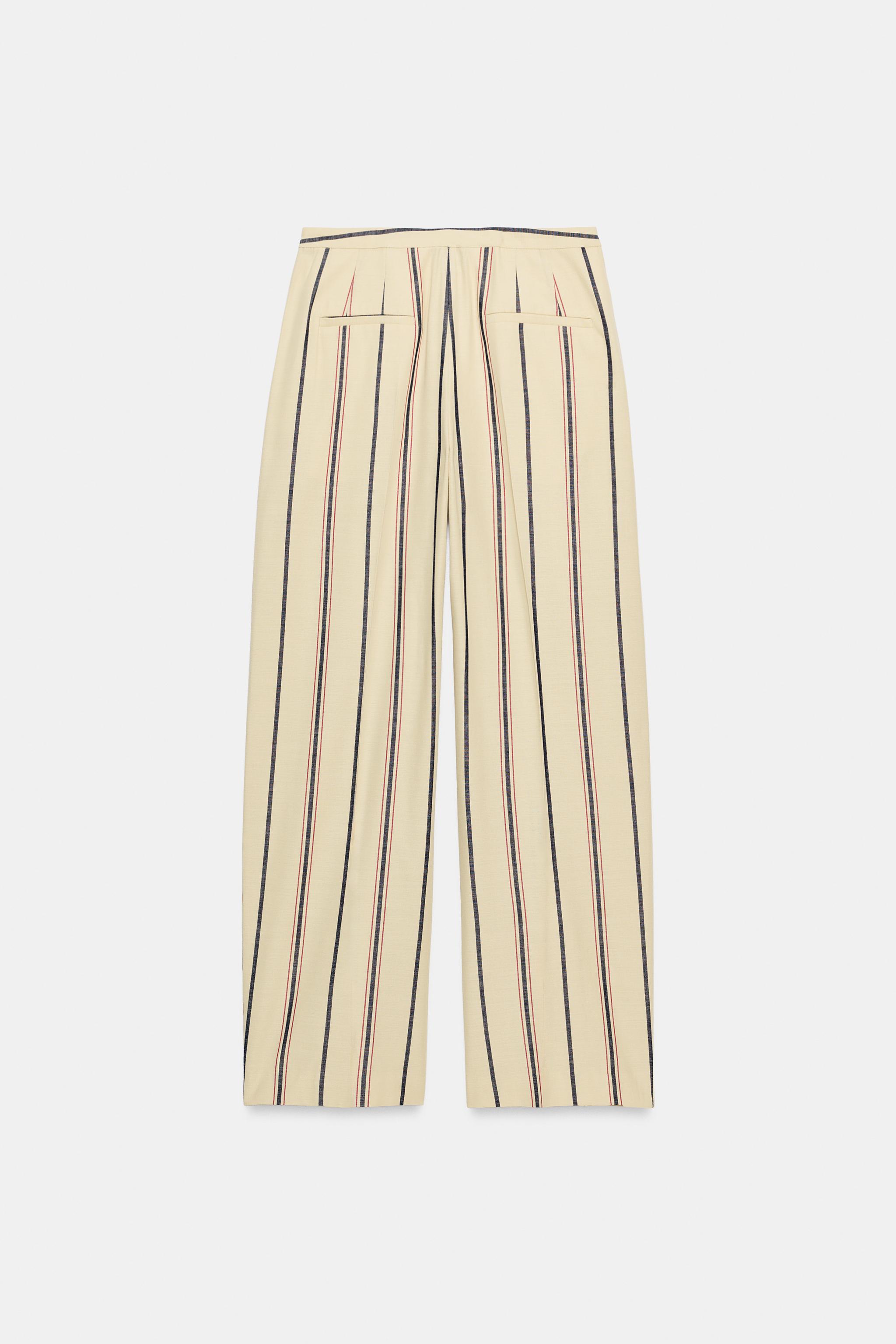 Женские брюки Zara ZW COLLECTION STRIPED PLEATED TROUSERS — фото 8