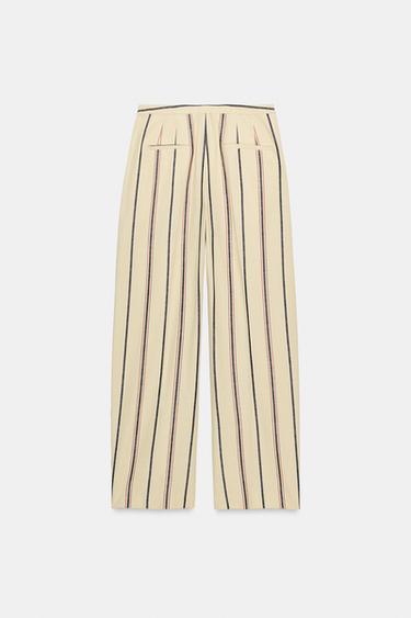 PANTALON À PLIS RAYÉ ZW COLLECTION - Beige de Zara - Image 7