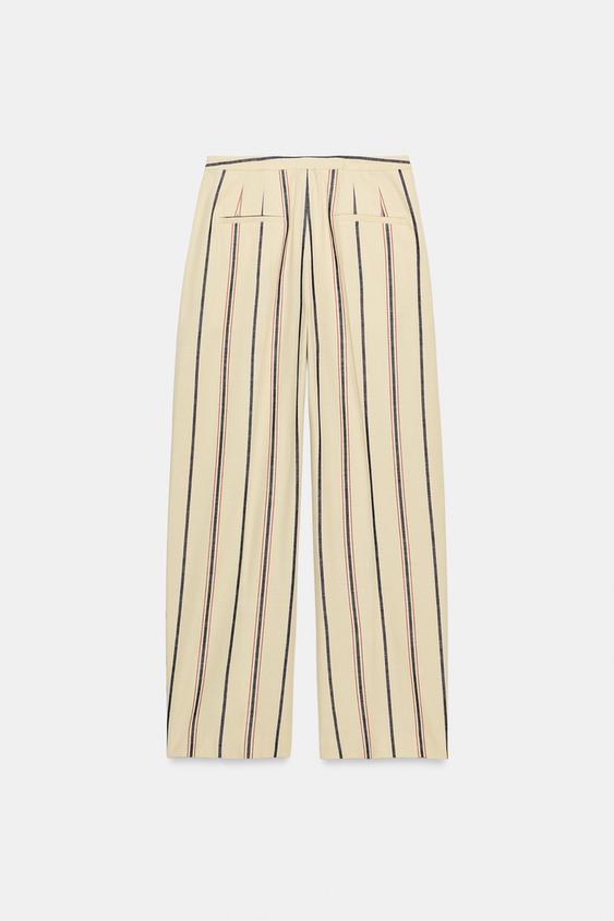 PANTALON À PLIS RAYÉ ZW COLLECTION - Beige de Zara - Image 7
