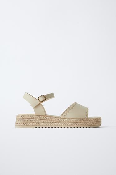 SANDALIA PLATAFORMA - Blanco Crudo de Zara
