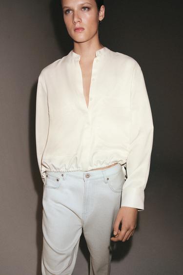 SATIN SHIRT ZW COLLECTION - Ecru by Zara - Image 4