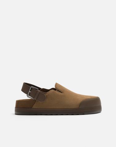 LEATHER CLOGS - Camel Brown by Zara