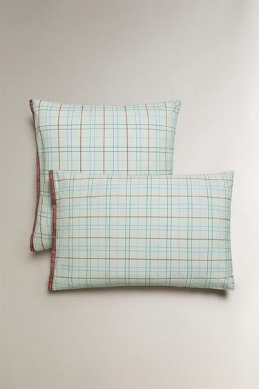 CHILDREN'S GREEN CHECK PILLOWCASE - Multicoloured by Zara