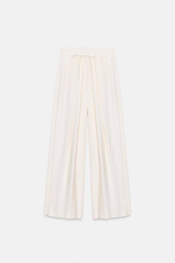 FLOWING TROUSERS WITH TABS - Oyster-white by Zara - Image 0