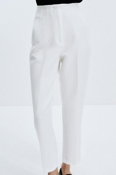 Zara PANTS WITH A HIGH WAIST - White