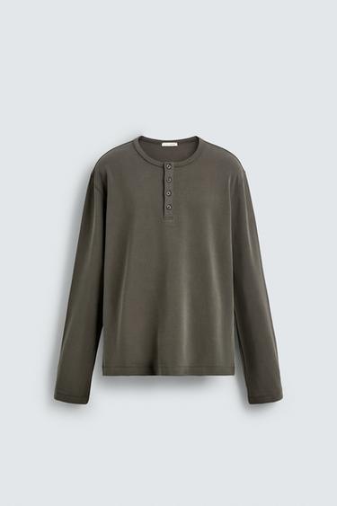 CAMISETA CUELLO PANADERO SOFT - Khaki de Zara