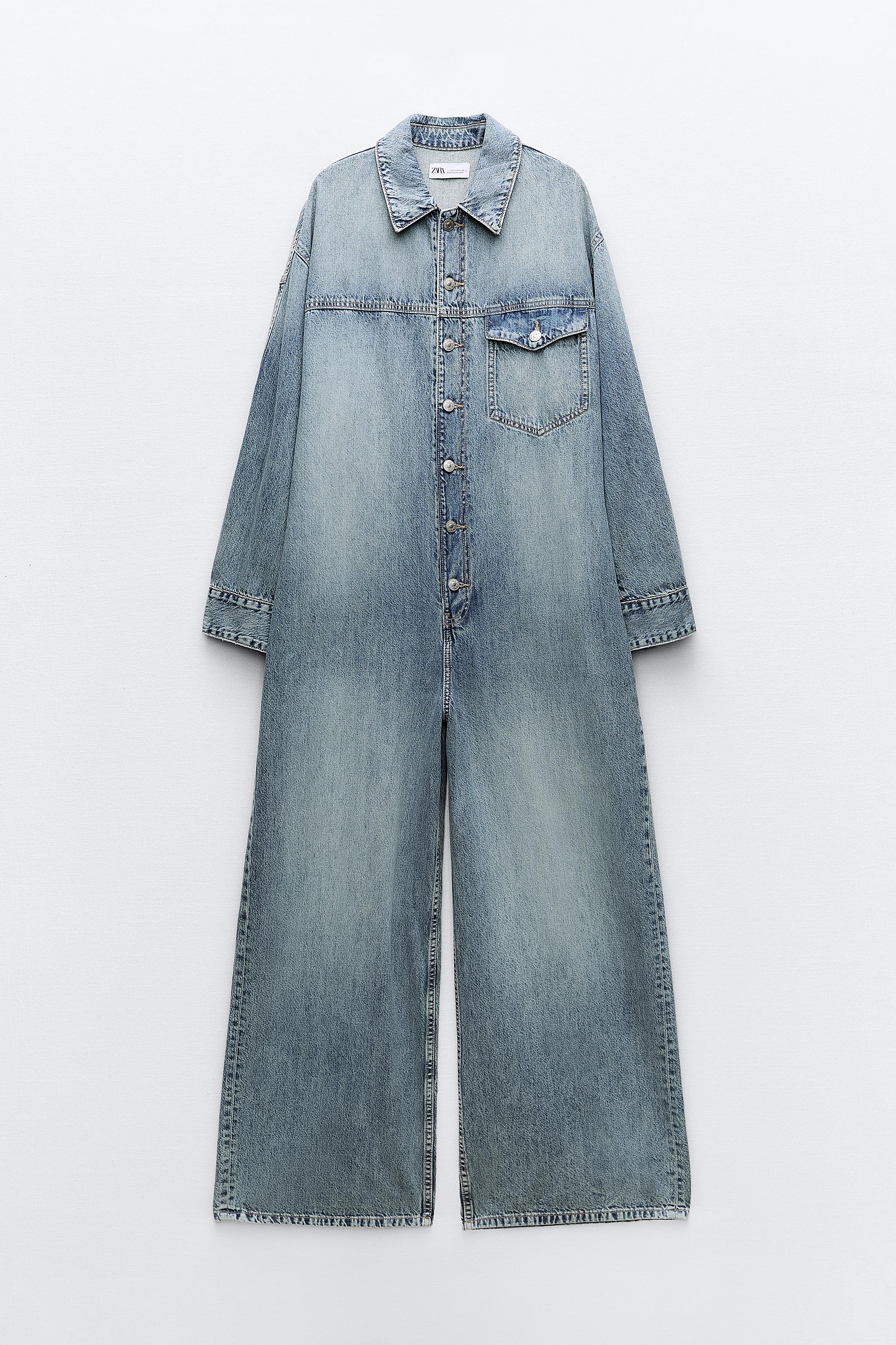 ZARA NEW WOMAN FULL LENGTH TRF DENIM JUMPSUIT BLUE SIZE XS REF. 8197/255