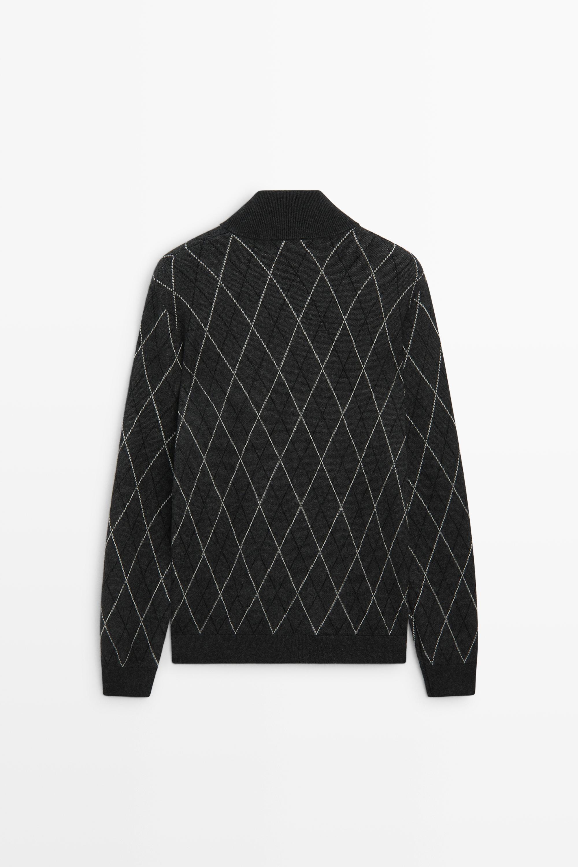 Cardigan en maille à motif losanges, mélange de laine
